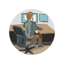 Free Scientific Illustration Man Entering Data